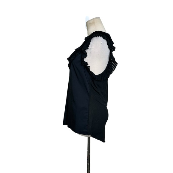 BCBGMaxAzria black ruffled short sleeves blouse size M - Picture 9 of 10